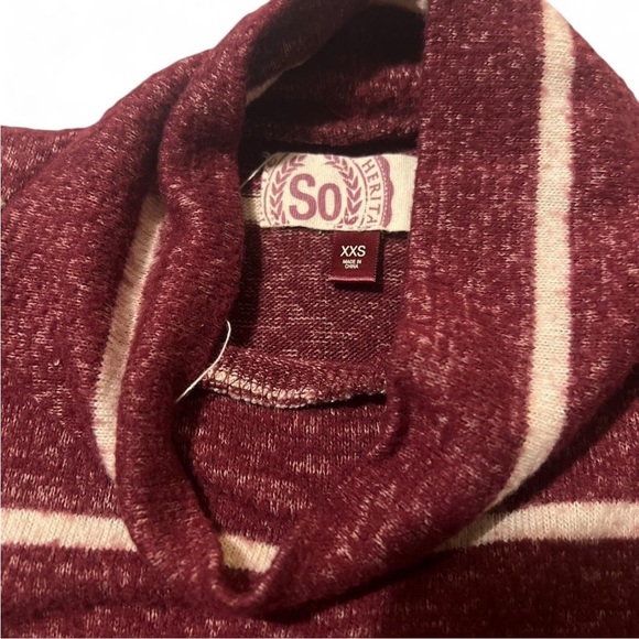 SO Red and Cream Cowl Neck Sweater with Stripes - Picture 2 of 2